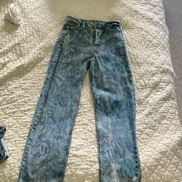 Wild fable funky print jeans straight leg jeans size small - Picture 1 of 6